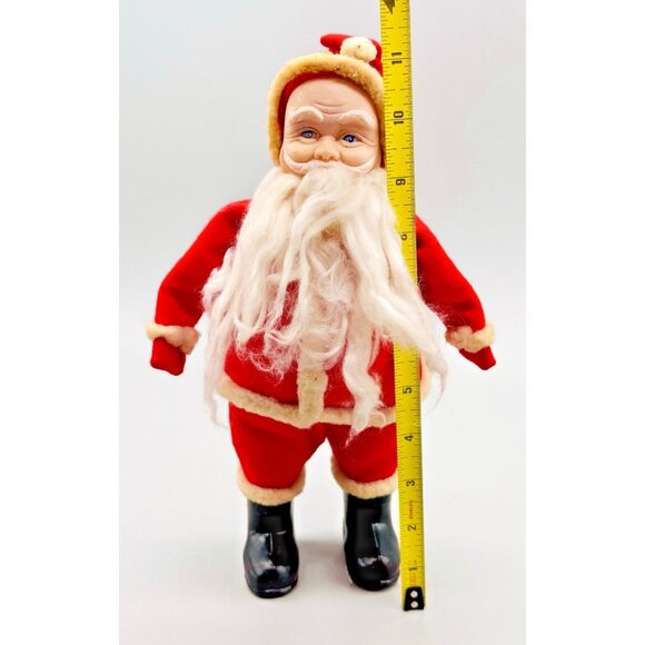 Vintage Rubber Faced Santa Claus Plush Stuffed Toy Doll 11 inch Christmas - Picture 8 of 8